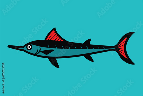 Solid color Lancetfish animal Vector design