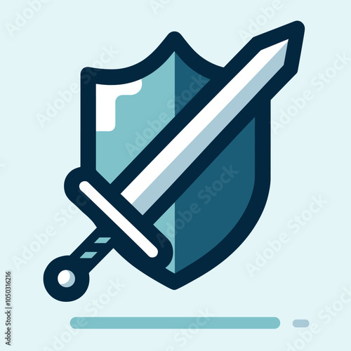 Sword and shield icon illustration for security and protection themes