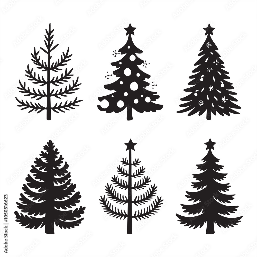Obraz premium set of Christmas tree silhouette