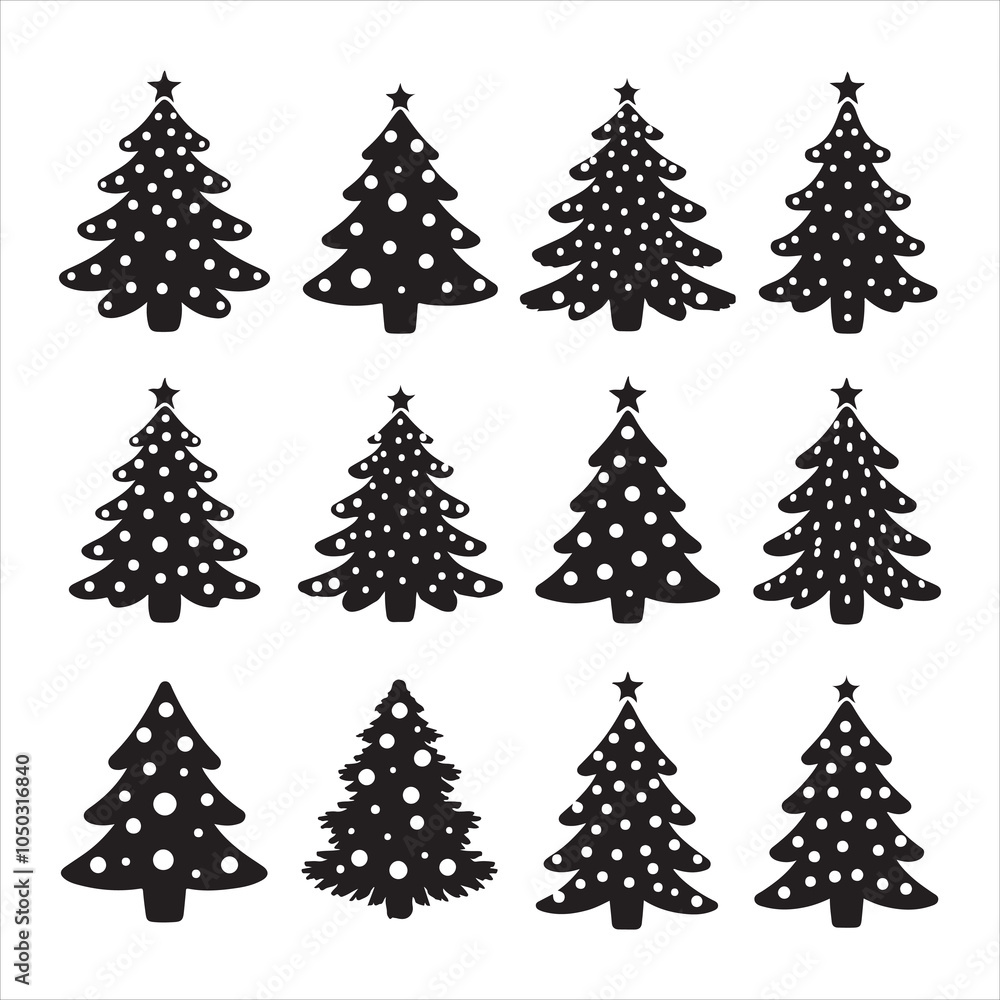 Obraz premium set of Christmas tree silhouette 