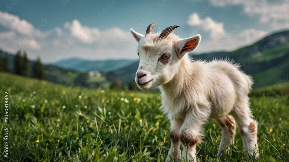 Fototapeta premium goat on the meadow