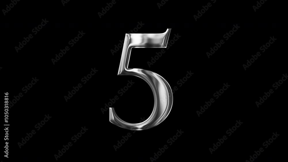 Luxury countdown silver chrome number from 10 to 0. 4K isolated transparent video. Luxury countdown silver chrome number from 10 to 0. 4K isolated transparent video.