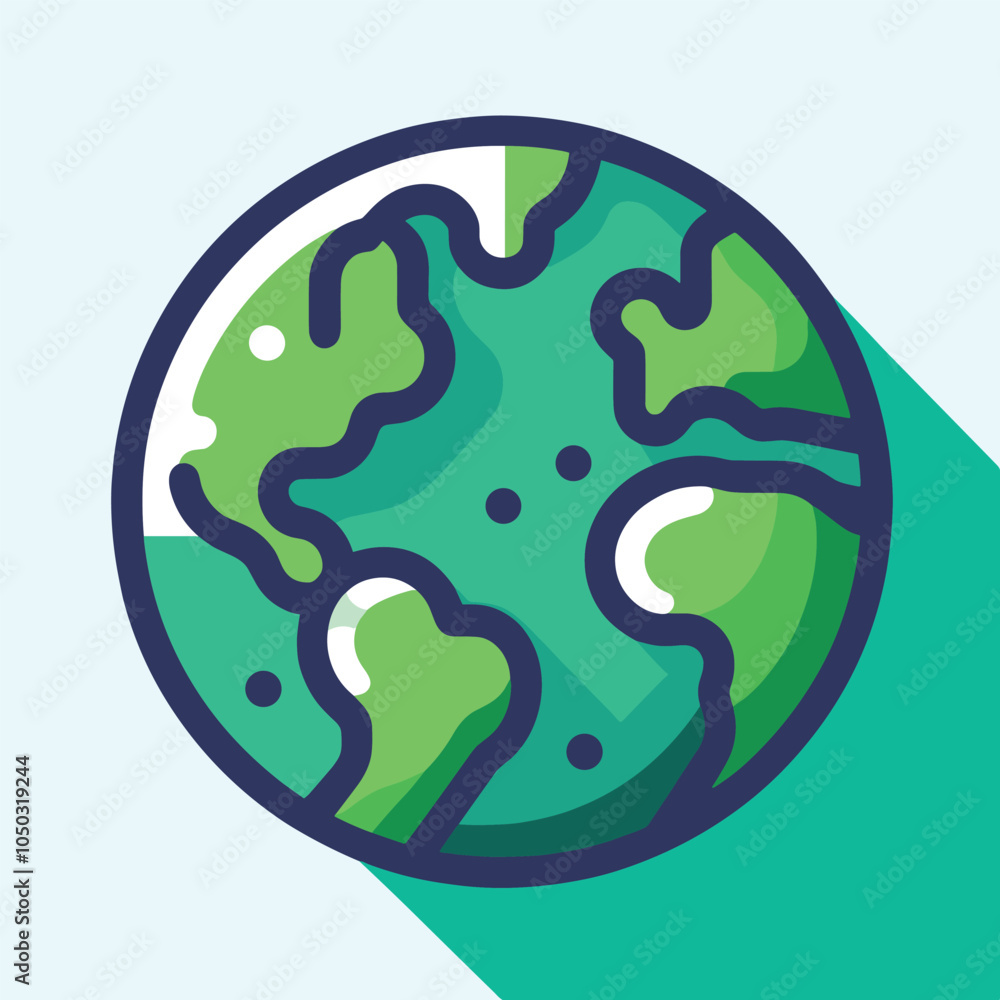 Obraz premium Colorful earth illustration with vibrant green and blue design