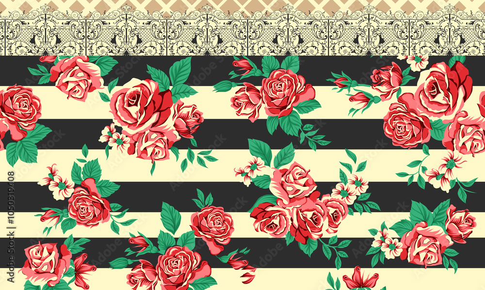 seamless beautiful wallpaper cards border design floral leaf vintage ornament Victorian geometric ethnic print paisley
