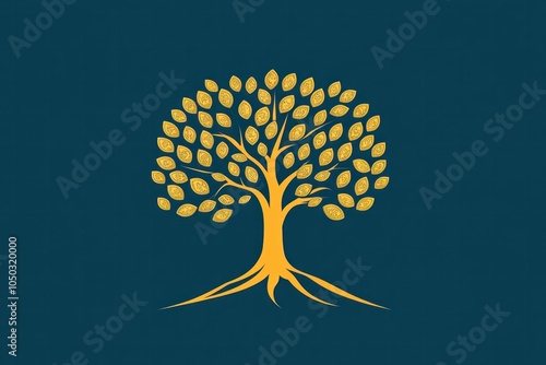 A wealth management icon with a tree and coins, representing the growth and management of personal wealth photo