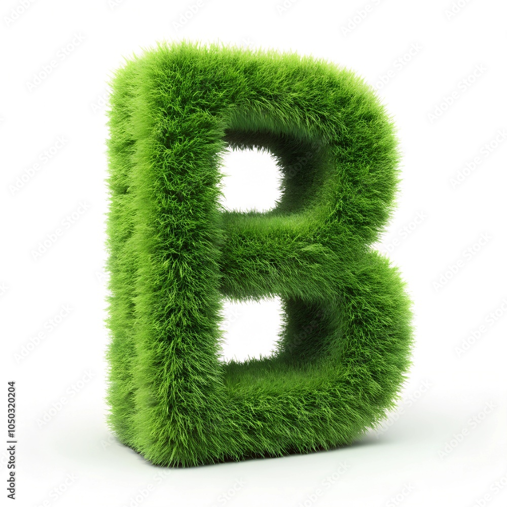 English alphabet B of made from green grass on a white background. English alphabet B of made from green grass on a white background.