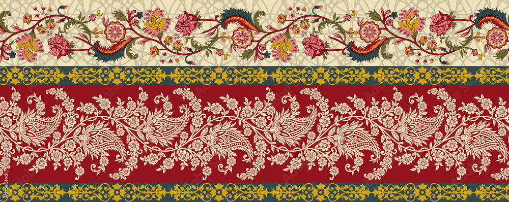 seamless beautiful wallpaper cards border design floral leaf vintage ornament Victorian geometric ethnic print paisley