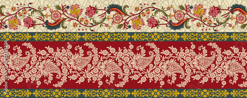 Obraz na płótnie seamless beautiful wallpaper cards border design floral leaf vintage ornament Victorian geometric ethnic print paisley w salonie