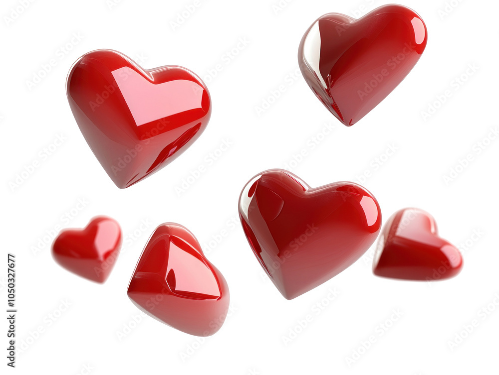 Red Hearts Floating on a Transparent Background Red Hearts Floating on a Transparent Background