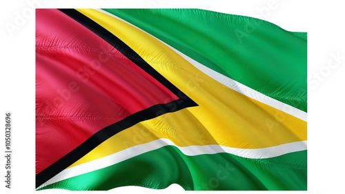 Co-operative Republic of Guyana national flag isolated on white background.