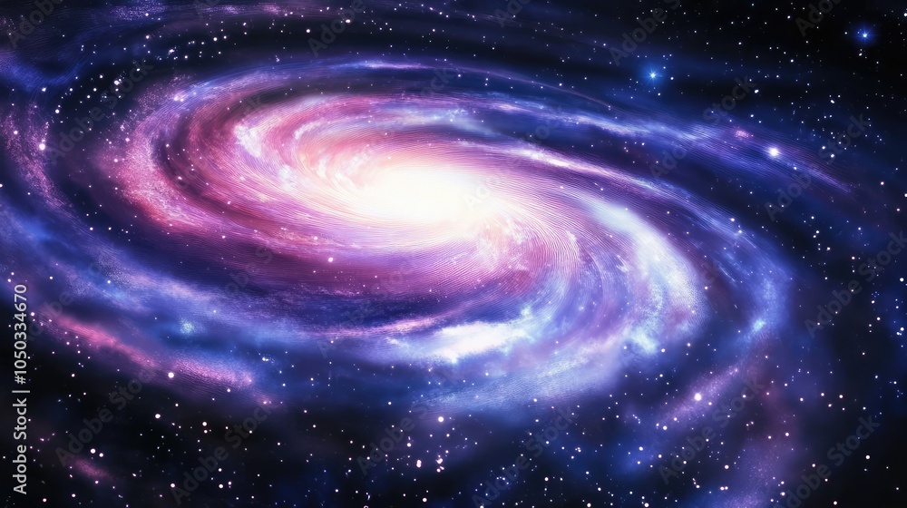 Fototapeta premium A swirling galaxy filled with vibrant colors, where stardust and glowing light create a beautiful spiral pattern in deep space