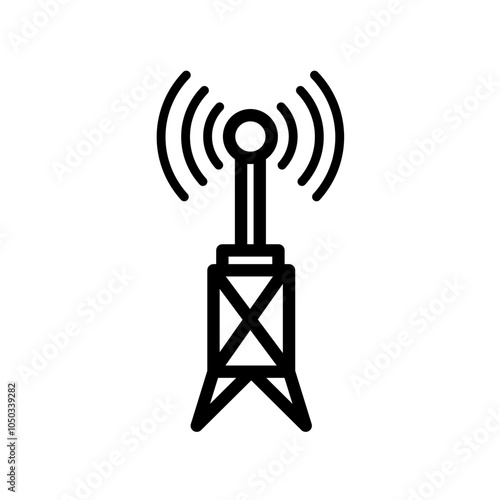 Broadcasting tower transmitter antenna signal - vector icon