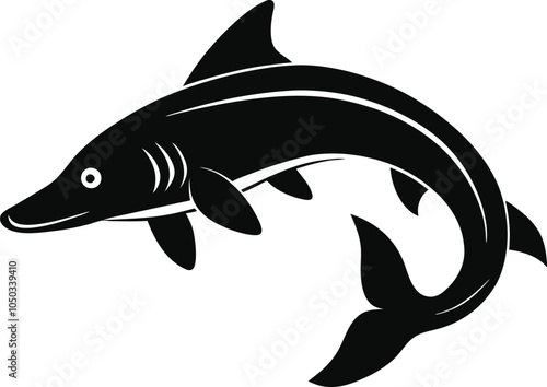 Solid color Lake Sturgeon animal Vector design