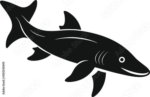 Solid color Lake Sturgeon animal Vector design