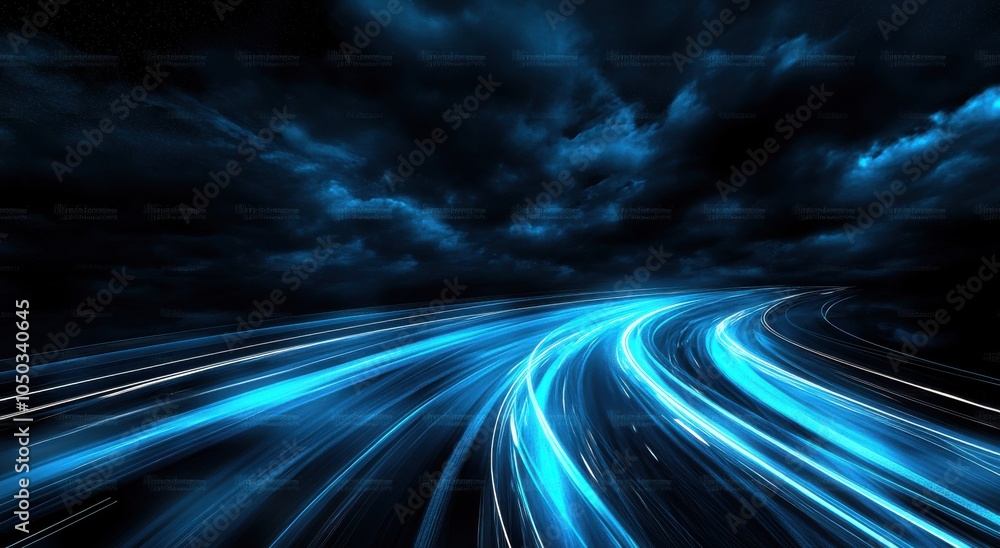 Obraz premium Highway with Car Light Trails at Night