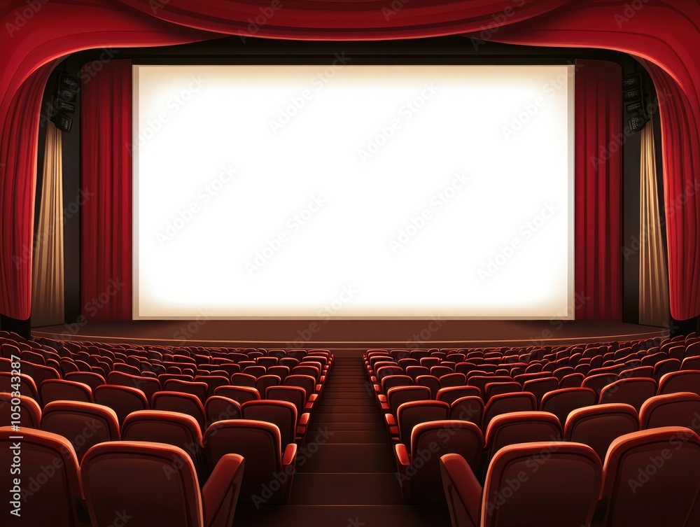 Fototapeta premium Empty Movie Theater Seats and Screen