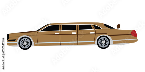 Luxury and big limousine car vector illustration for wedding party and event.