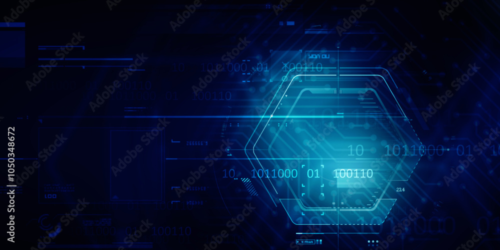 Fototapeta premium 2d illustration Abstract futuristic electronic circuit technology background