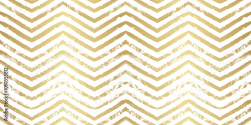 Christmas gold chevron pattern. Hand drawn zigzag golden foil print. Shining stripes seamless background