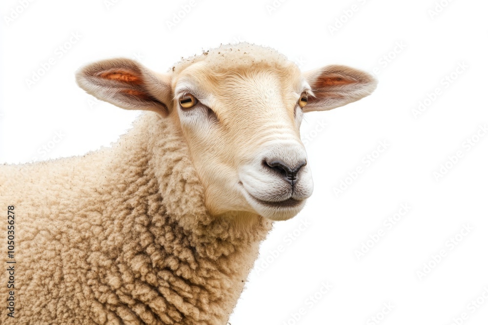 Close-Up Portrait of a Sheep with a Curious Expression Close-Up Portrait of a Sheep with a Curious Expression