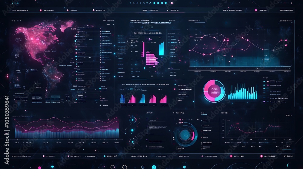 Business insights dashboard with 3D big data analytics and square noise background Business insights dashboard with 3D big data analytics and square noise background