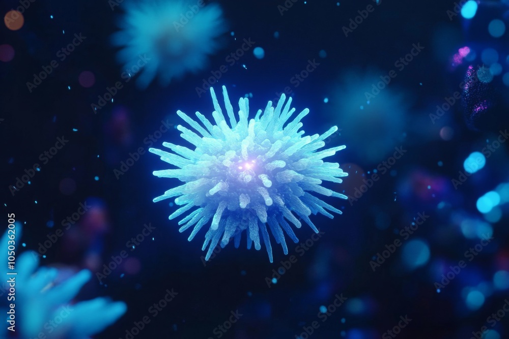 Fototapeta premium Close-up of a Virus Particle Under a Microscope
