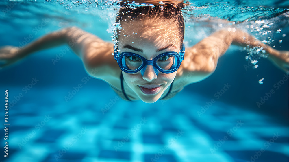 Naklejka premium portrait of a woman in the pool