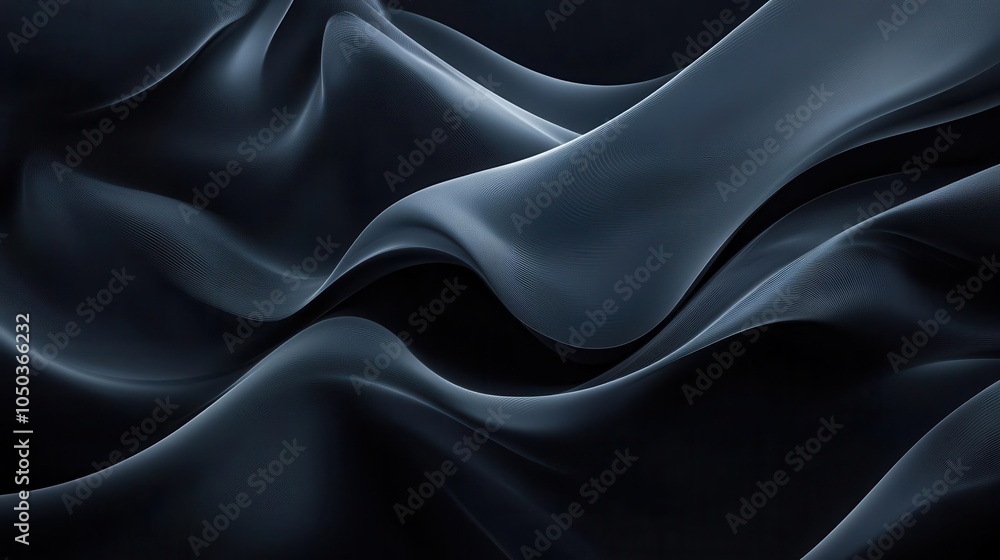 Obraz premium dark blue-black abstract background featuring a smooth gradient texture with a flowing wave effect, perfect for creating a sense of depth and modernity in design