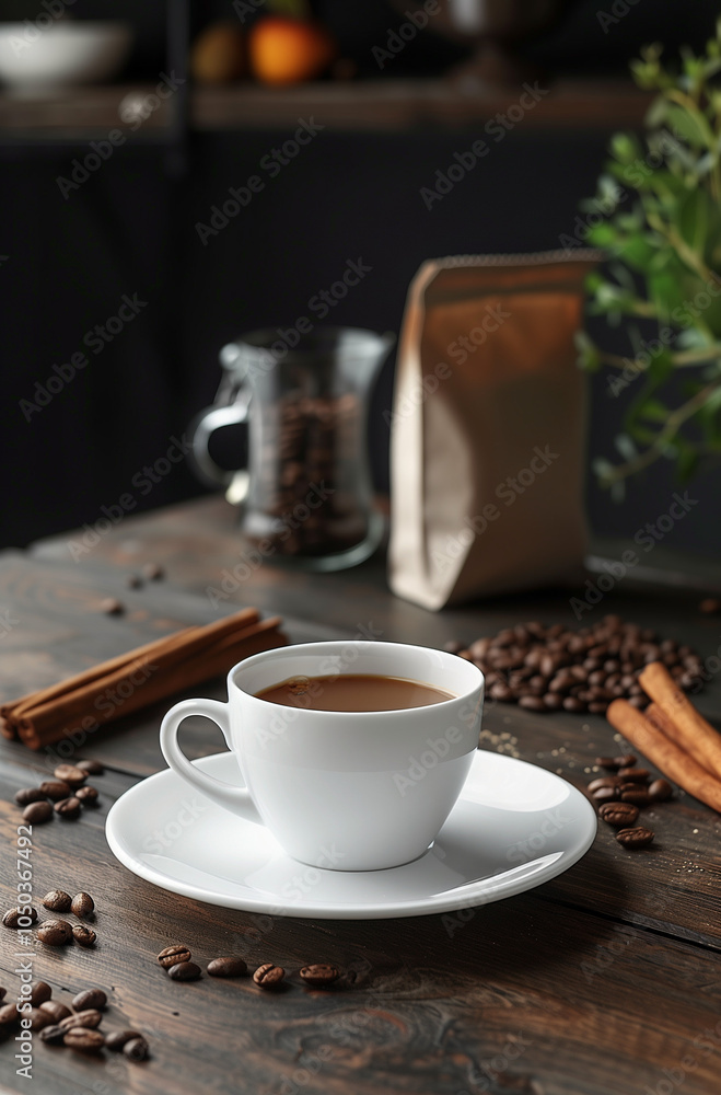 cup of coffee with beans cup of coffee with beans