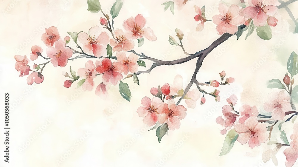 delicate watercolor illustration of a branch garden with blooming flowers, featuring an isolated background that highlights the beauty of nature in a serene composition delicate watercolor illustration of a branch garden with blooming flowers, featuring an isolated background that highlights the beauty of nature in a serene composition
