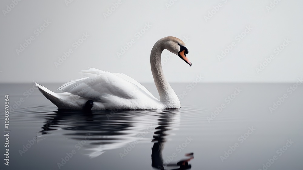 Fototapeta premium Graceful Swan Gliding on Still Water