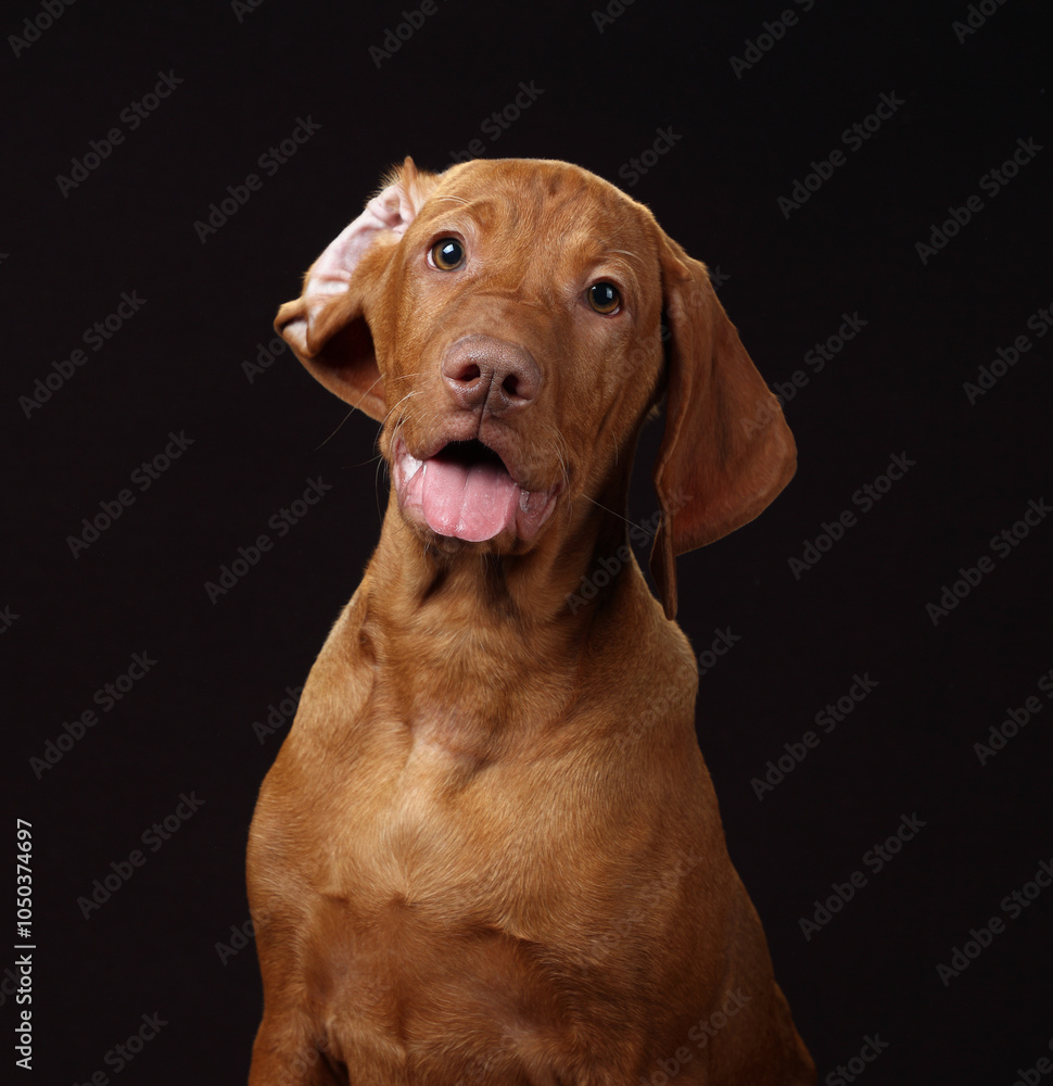 Cute funny hungarian vizsla puppy close up portrait Cute funny hungarian vizsla puppy close up portrait