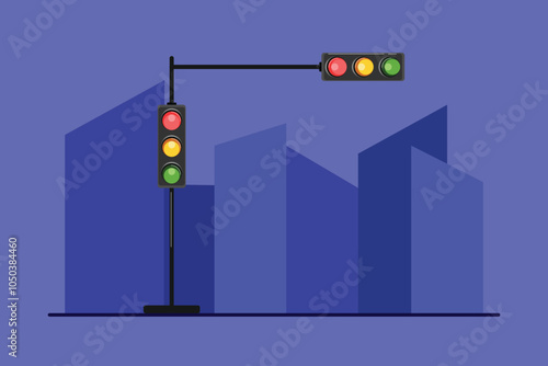 Traffic light concept. Colored flat vector illustration isolated.