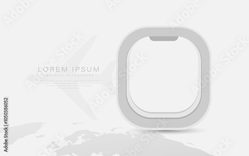 Minimalist Airplane Window View with World Map Outline