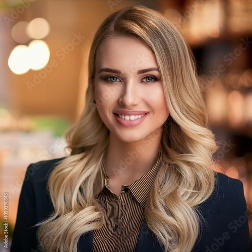 beautiful and elegant young Caucasian shopkeeper, AI generated