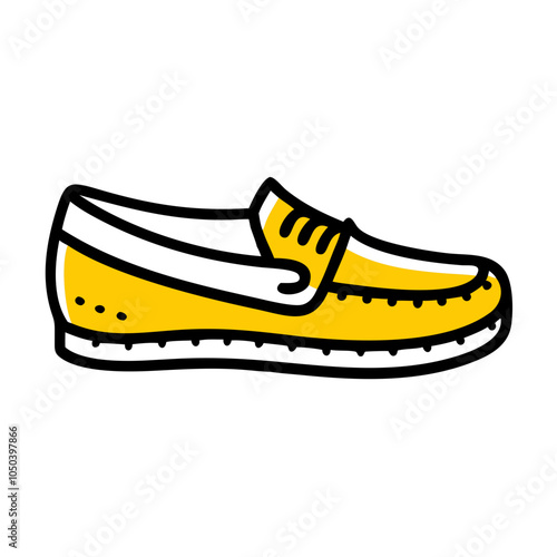  Yellow loafer shoe icon with black outline on white background