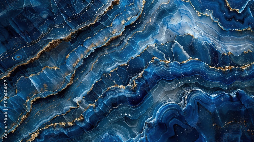 Abstract Blue Marble with Golden Veins Abstract Blue Marble with Golden Veins