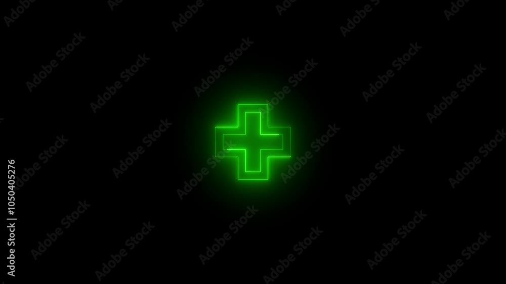 Neon dpad icon glowing black background animation Neon dpad icon glowing black background animation