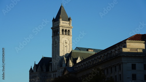 The Washington DC city view with the old architectures in autumn 