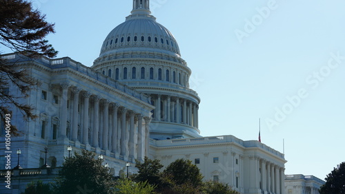 Photography The Washington DC city view with the Capitol Hill building as background in autu