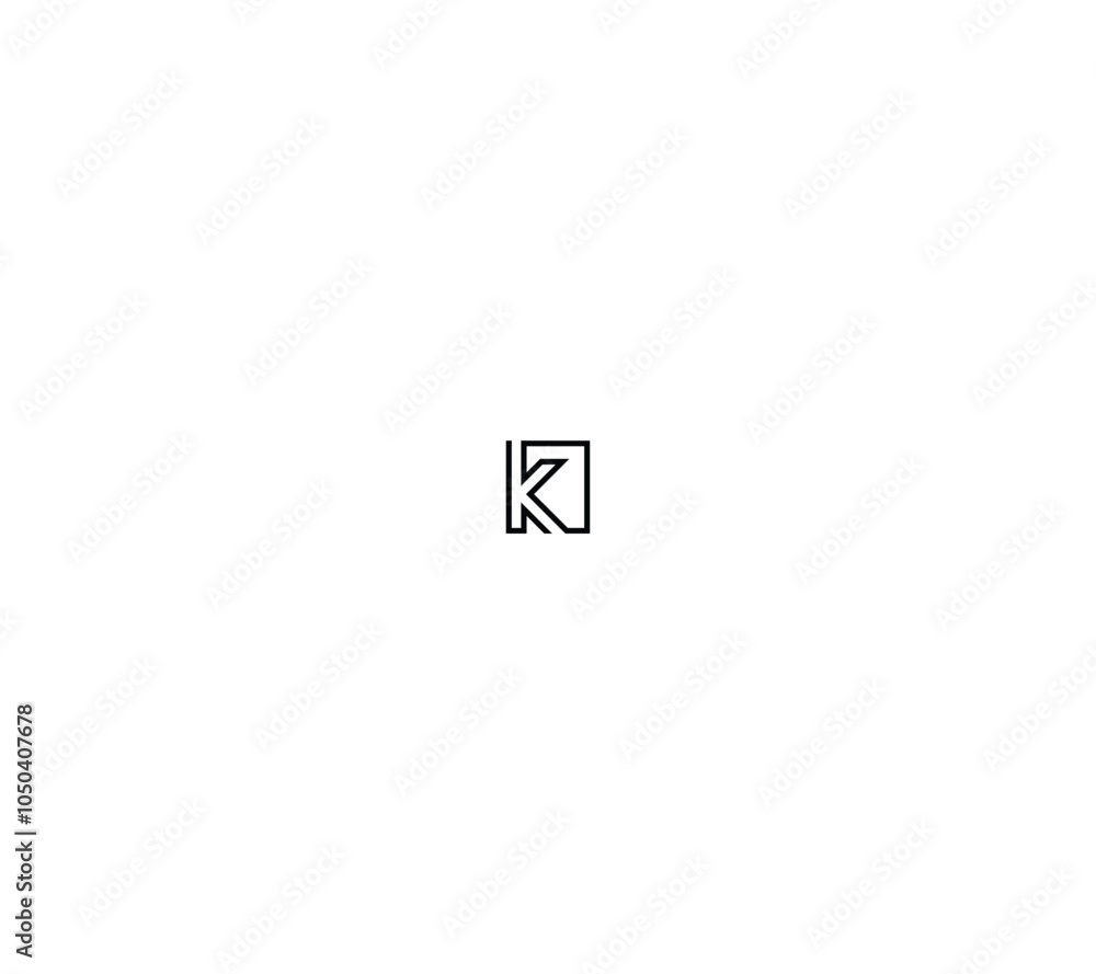 Obraz premium Letter K rectangular monogram with white background. 