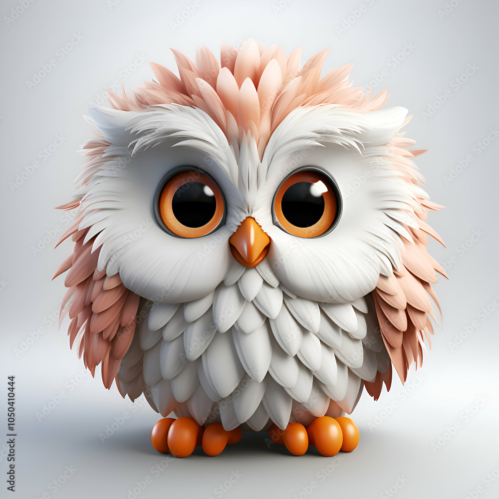 Fototapeta premium Cute owl on a white background. 3d rendering. 3d illustration.