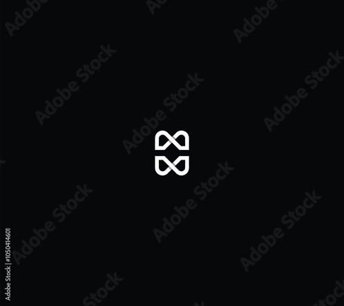 Linear pearl crown letter MW or BB monogram with black background. 
