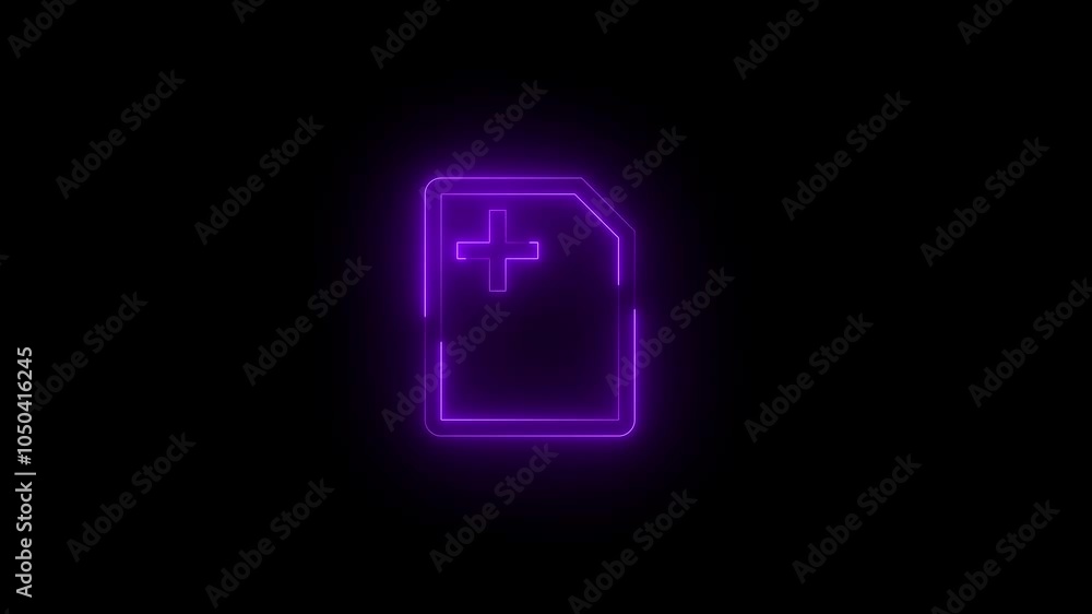 Neon e sim icon glowing black background animation Neon e sim icon glowing black background animation