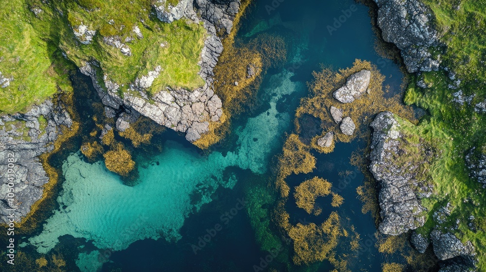 Aerial view of the winding streams feeding into the Fairy Pools, nestled among the rocky terrain of the Isle of Skye. No people included. Aerial view of the winding streams feeding into the Fairy Pools, nestled among the rocky terrain of the Isle of Skye. No people included.