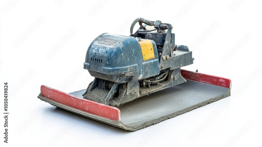 A portable cement troweling machine used for smooth concrete, isolated on a white background A portable cement troweling machine used for smooth concrete, isolated on a white background