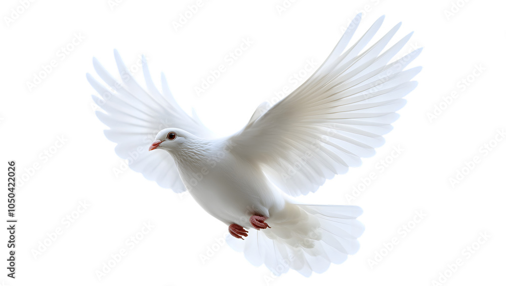 Fototapeta premium White Dove in Flight with Spread Wings