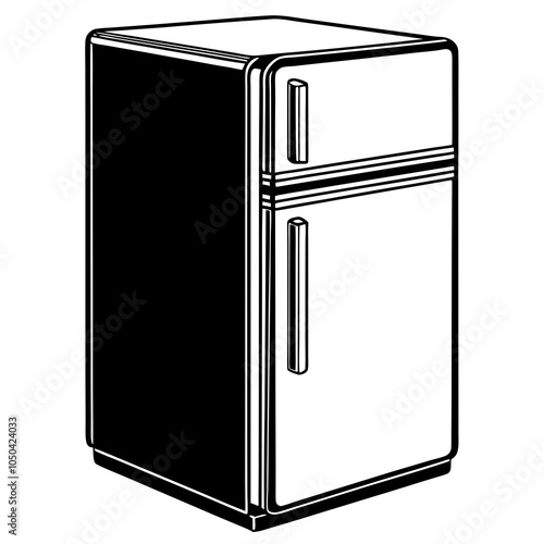 refrigerator isolated on a white background. metal body freeze silhouette