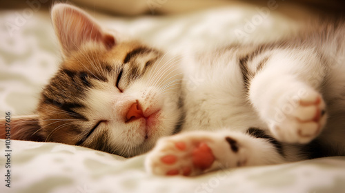 Cute kitten sleeping