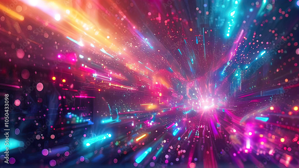 Fototapeta premium Abstract background with bright lights in mysterious digital world